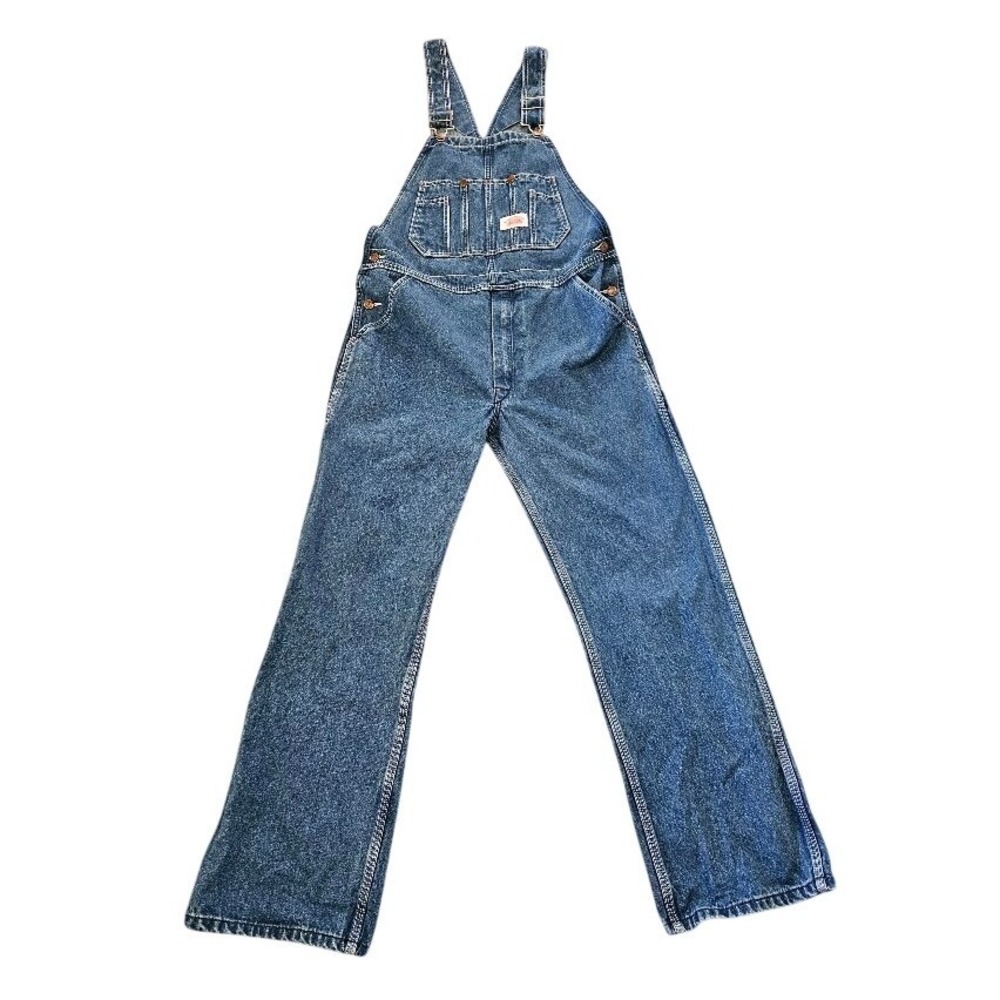 Round House Mens Denim Overalls Blue Stonewash Workwear Bibs 32x30